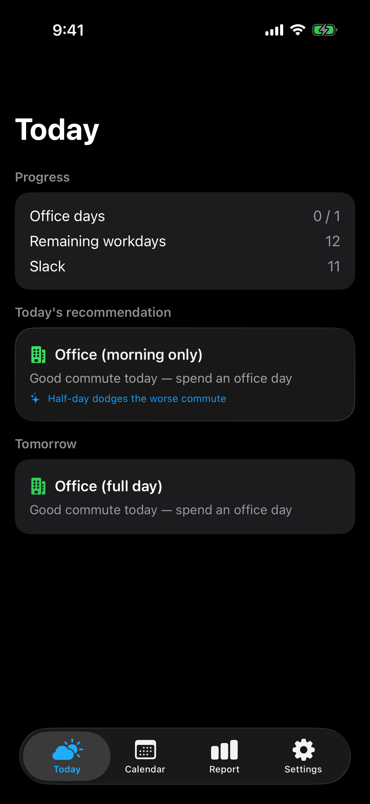 Officast half-day recommendation
